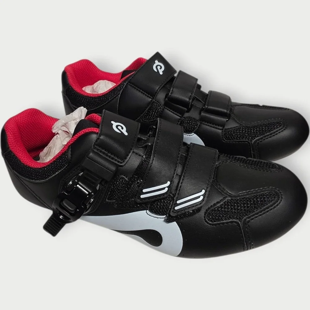 Peloton Cycling Shoes Mens Size 7 Womans Size 9‎ Black Red White EU 40 W/Box